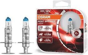 

Лампа фарная накаливания 12V 55W H1 P14.5s Галогенная Night Breaker Laser + 150% (Osram) 2 шт 6464150NL-HCB