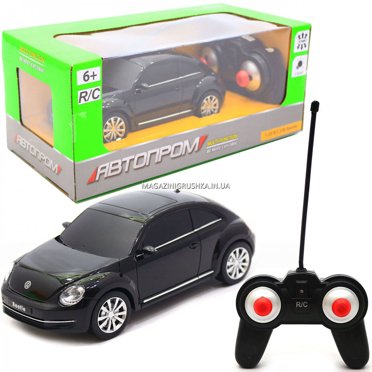 

Машинка игровая автопром на радиоуправлении Volkswagen beetle, черный (8824