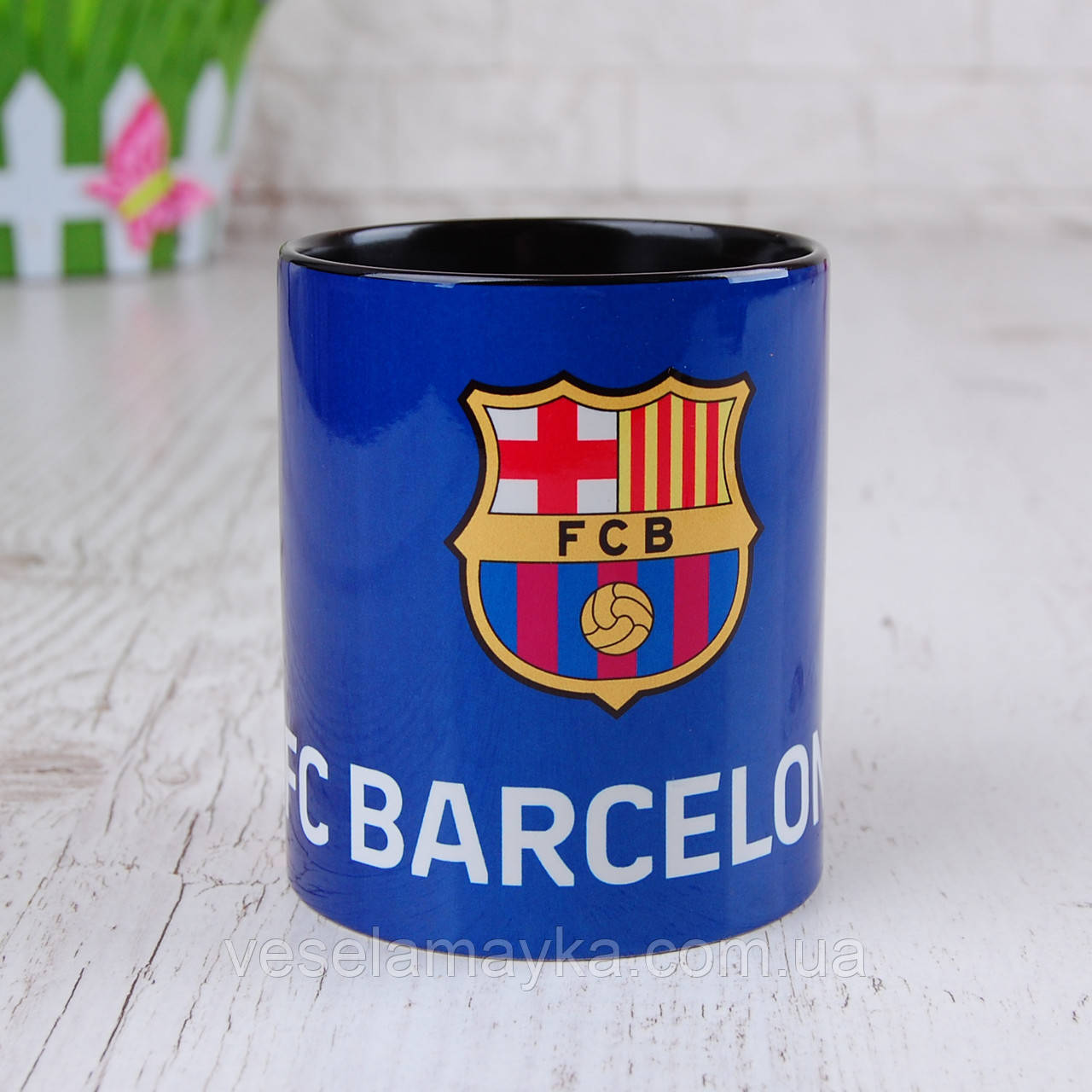 В наличии Чёрная чашка " ФК Барселона" | услуги от "Весела майка"