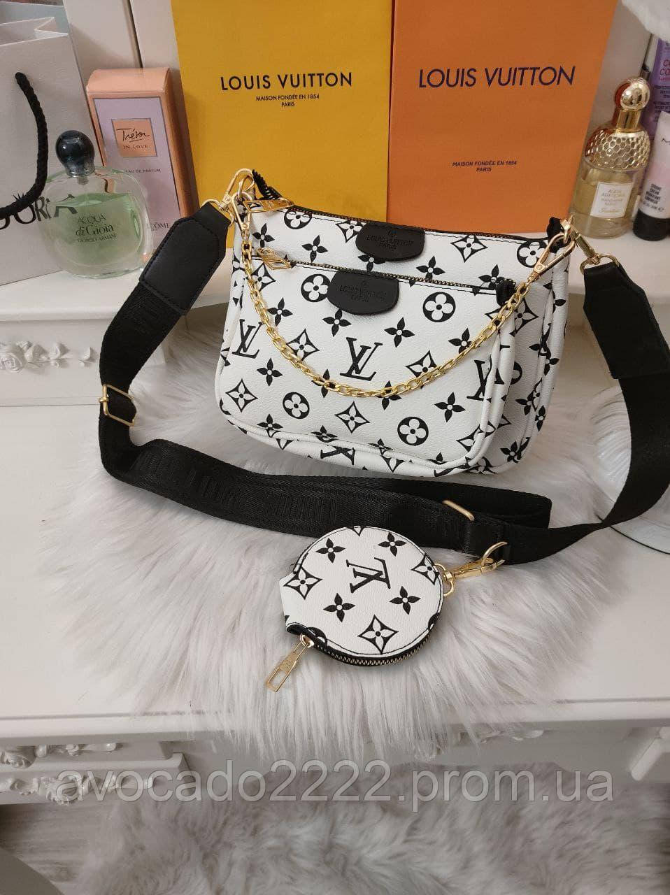 

Сумочка женская Louis Vuitton Multi Pochette 3 в 1 Клатч Сумка маленькая Луи Витон Мульти Пошет Кросс-боди, Черный