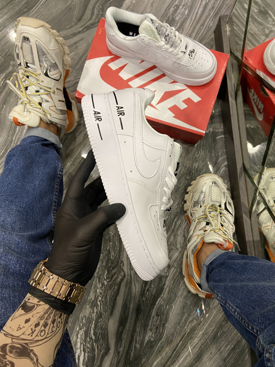 

Nike Air Force 1 Low Added AirWhite BLACK (Белый) чоловічі кросівки найк аір форс лоу 43