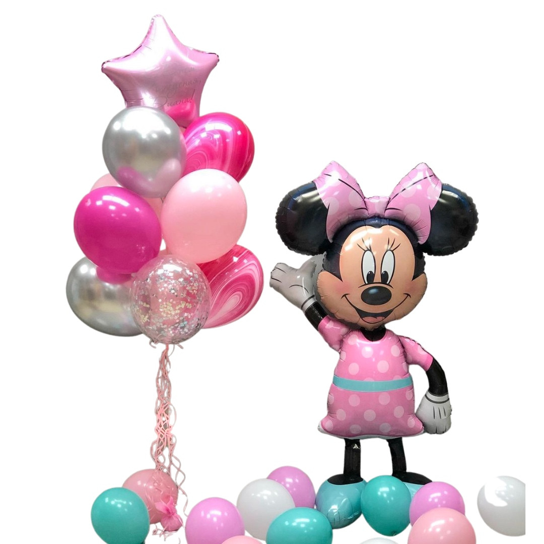 Набор шаров на день рождения и ходячая фигура Минни Маус