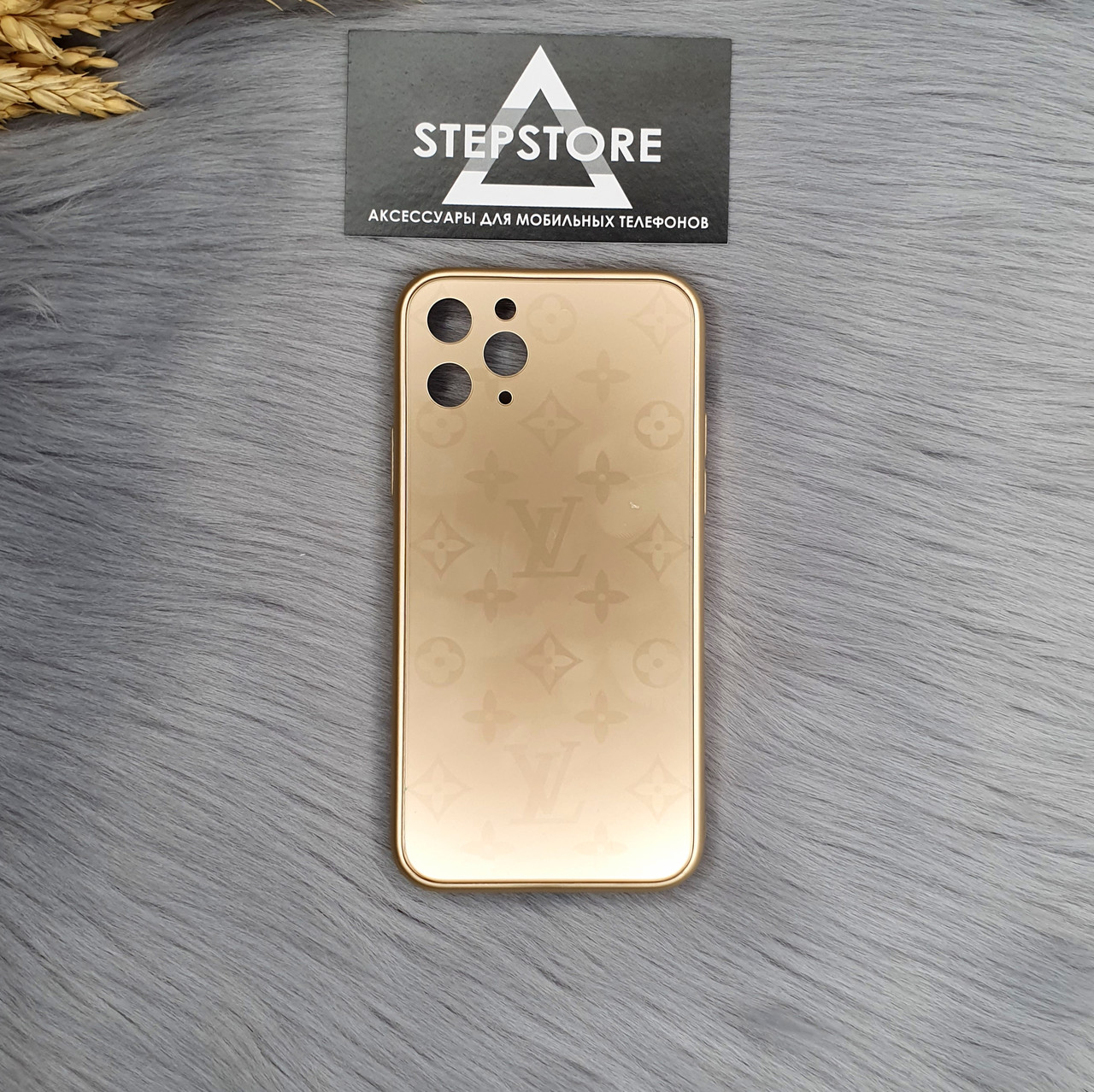 

Чехол стеклянный Glass Case LV Louis Vuitton iPhone X Xs XR 11 pro золотой gold матовый матовий 11 pro