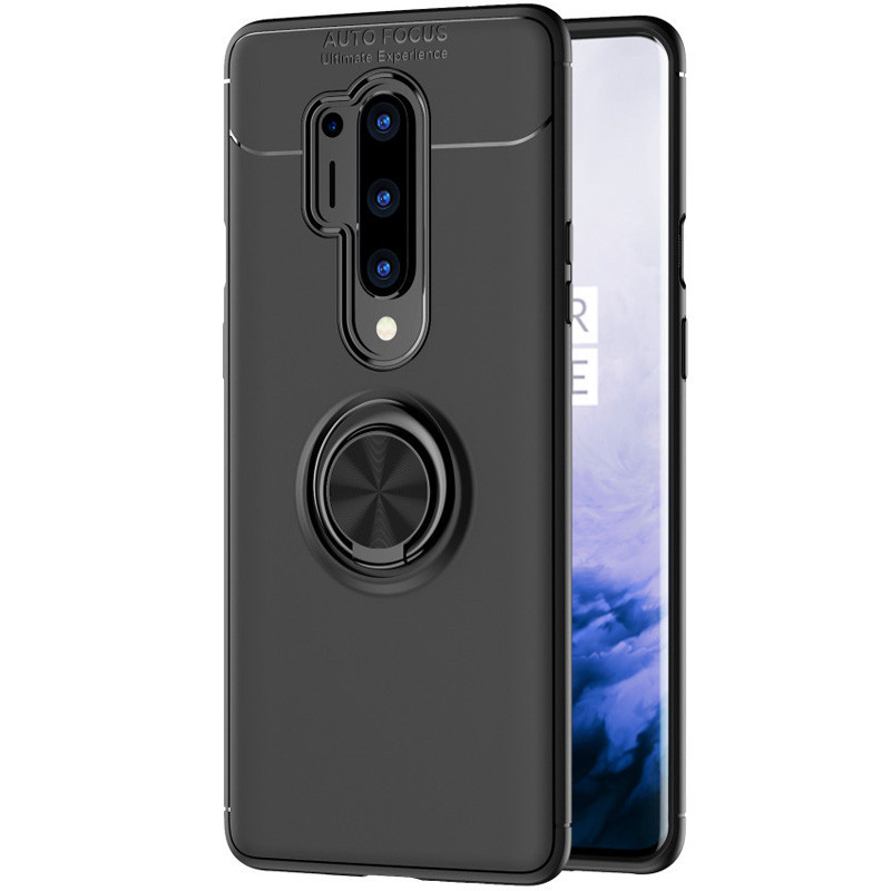 

TPU чехол Deen ColorRing под магнитный держатель (opp) для OnePlus 8 Pro, Черный / черный