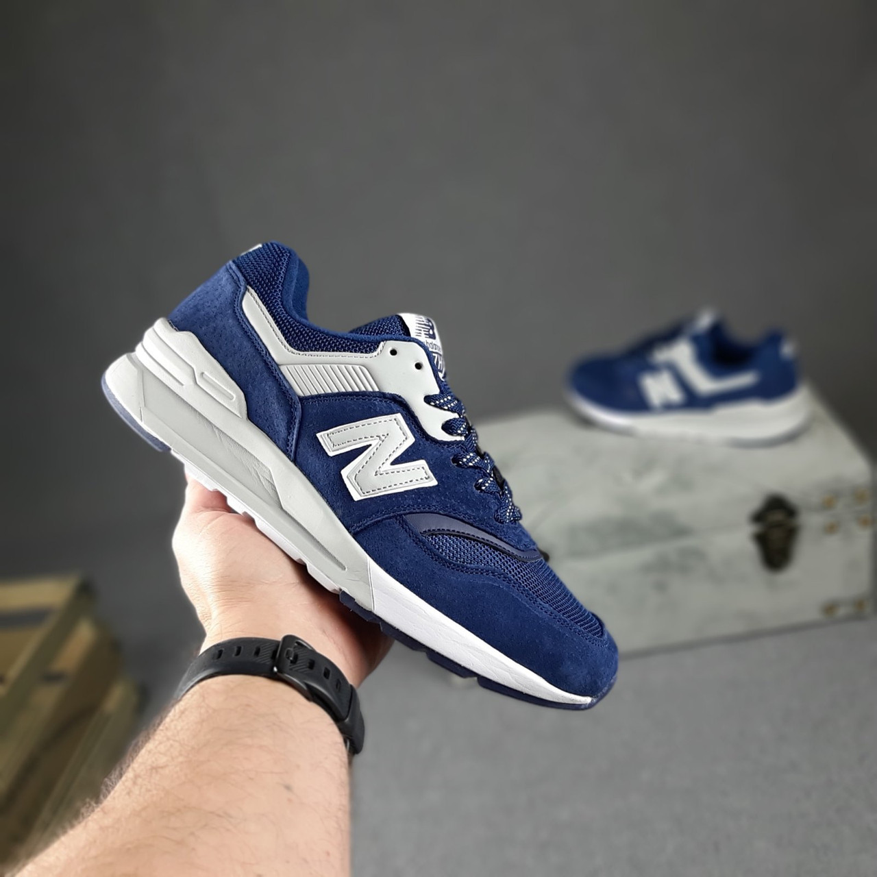 

Мужские кроссовки New Balance Нью беланс 997H, синие с белым 44, Синий