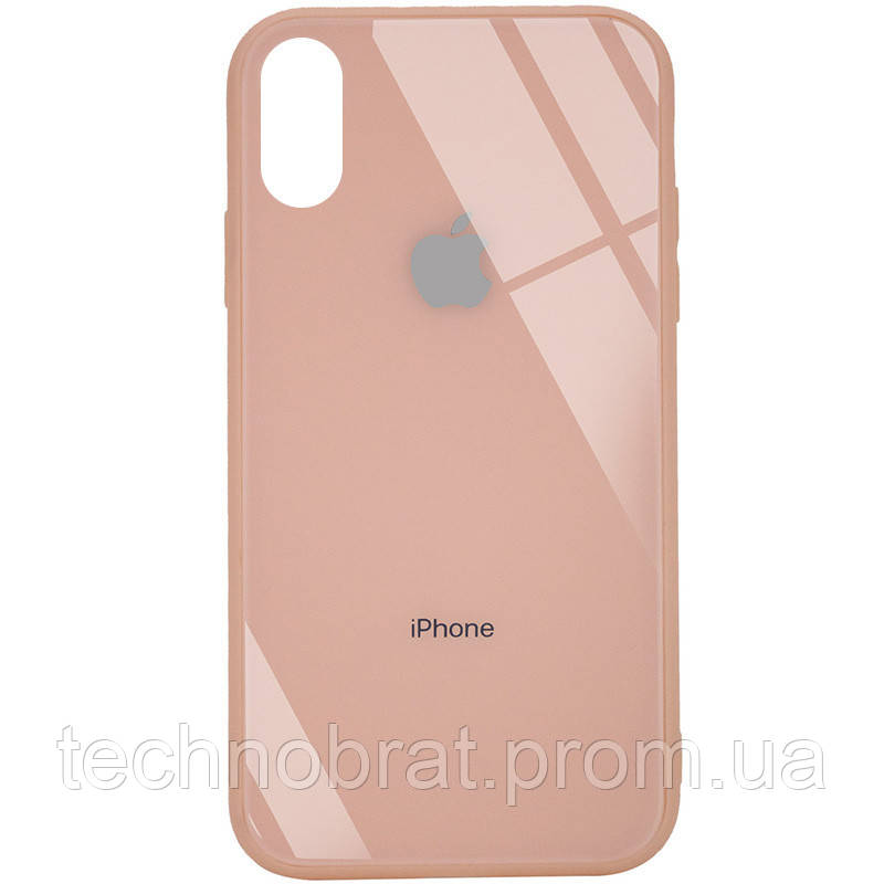 

TPU+Glass чехол GLOSSY Logo (opp) для Apple iPhone X / XS (5.8"), Персиковый