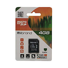 Карта Пам'яті Mibrand MicroSDHC 4gb Class 4 & Adapter