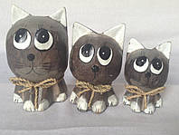 Набор статуэток "Котики-одуванчики" (12, 10 и 8 см),коричневый