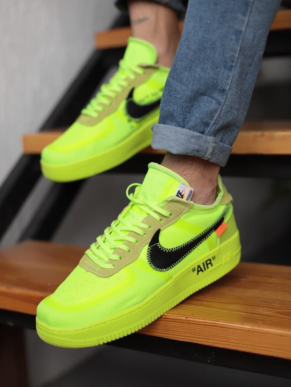 

Женские кроссовки Nike Air Force 1 Off-White Volt Green / Найк Аир Форс 1 Оф-Вайт Зеленые