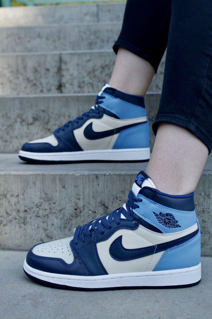 

Мужские кроссовки Nike Air Jordan 1 Retro High Blue White / Найк Аир Джордан 1 Ретро Высокие Голубые Белые 44, Голубой