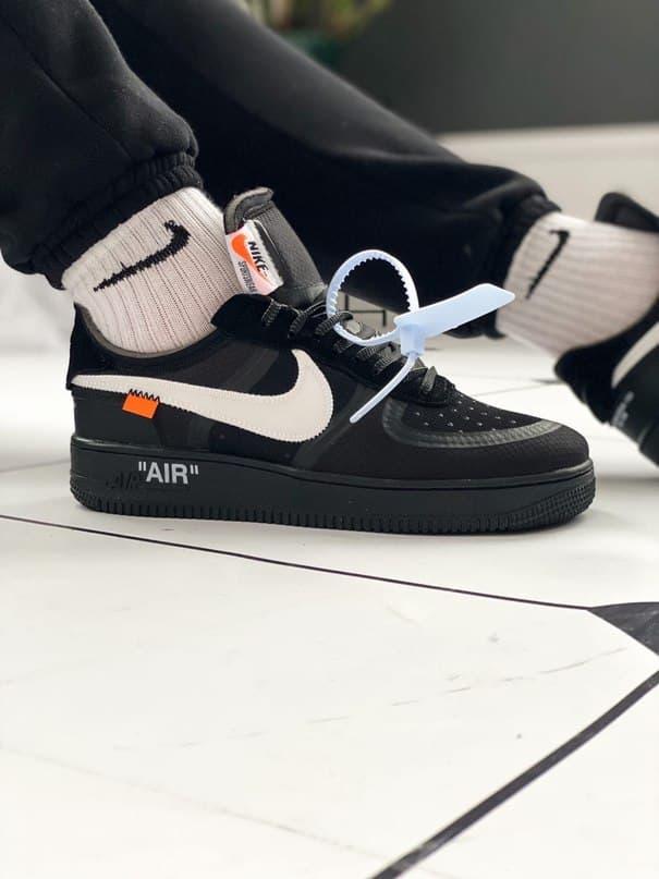

Мужские кроссовки Nike Air Force 1 Off-White Black / Найк Аир Форс 1 Оф-Вайт Черные, Черный
