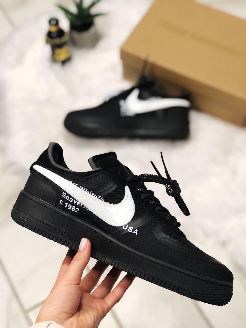 

Мужские кроссовки Nike Air Force 1 Off-White Black / Найк Аир Форс 1 Оф-Вайт Черные 43, Черный