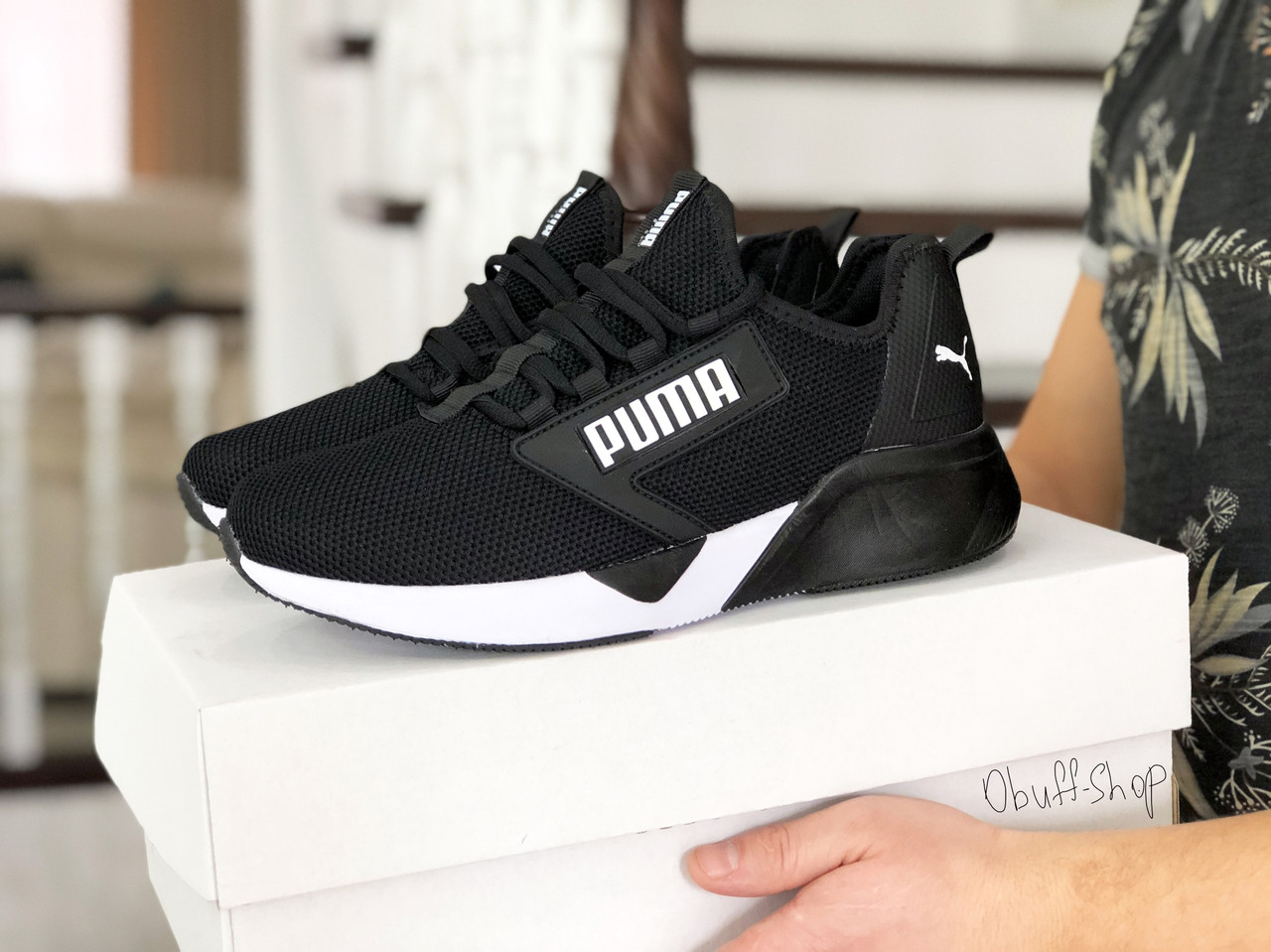 

Мужские черно-белые кроссовки Puma Retaliate Black/White спортивные летние кроссовки пума в сетку 43, Черно-белый