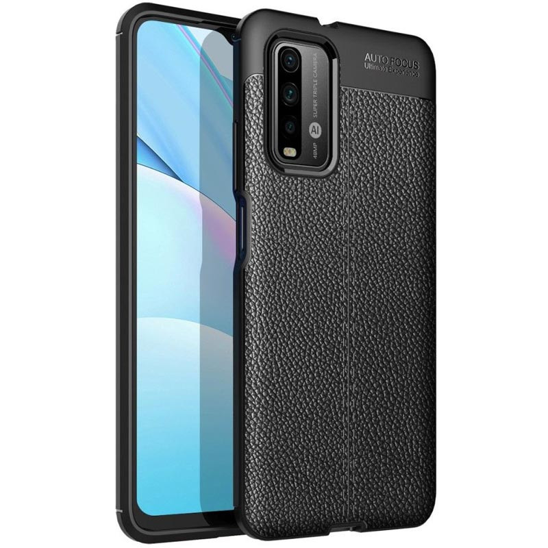 

TPU чехол фактурный (с имитацией кожи) для Xiaomi Redmi Note 9 4G / Redmi 9 Power / Redmi 9T, Черный