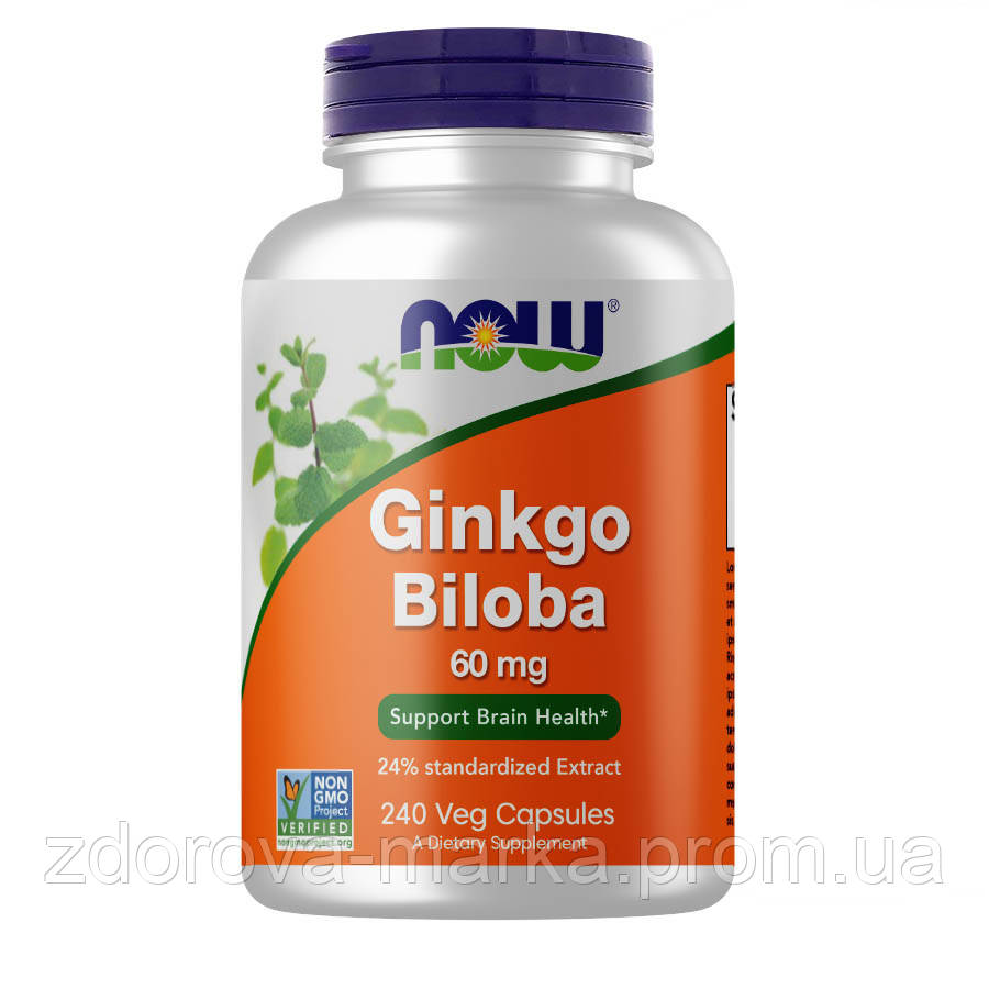 

Натуральная добавка NOW Ginkgo Biloba 60 mg, 240 вегакапсул