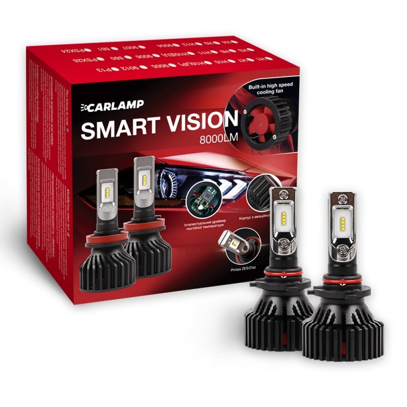 

Светодиодные автолампы HB3 CARLAMP Smart Vision Led для авто 8000 Lm 6500 K (SM9005)