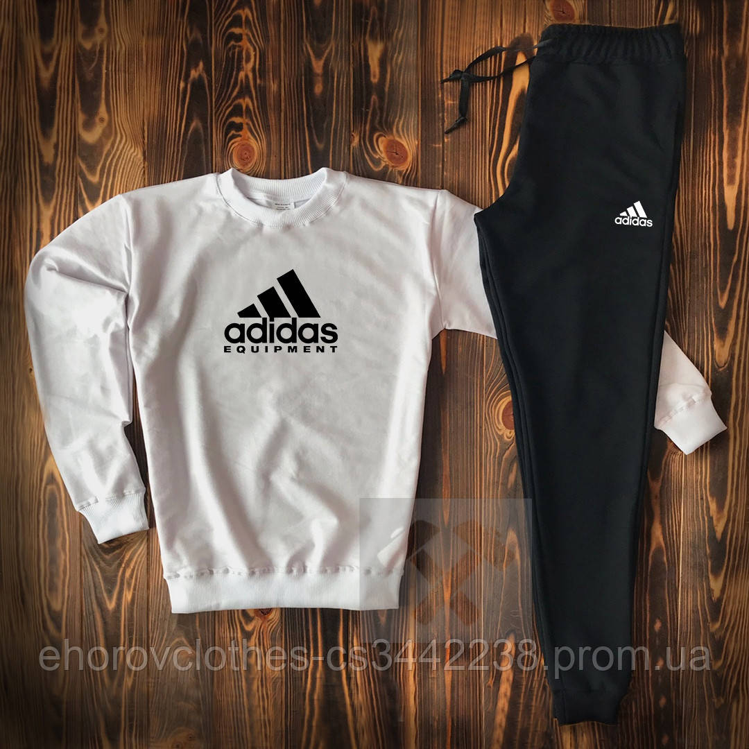 

Спортивный костюм мужской Adidas (Адидас) осенний весенний летний белый с черным| демисезонный Свитшот + Штаны L, Разные цвета