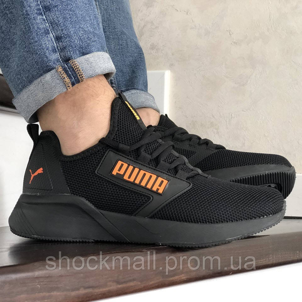 

Кроссовки Puma пума мужские сетка черные с оранжевым