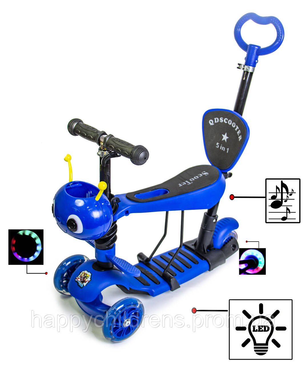 

Самокат Scooter Пчелка 5in1 Blue со светом и музыкой