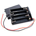 Батарейний відсік для 4 AАА, 6В бокс кейс з проводами і кришкою, Arduino, фото 2