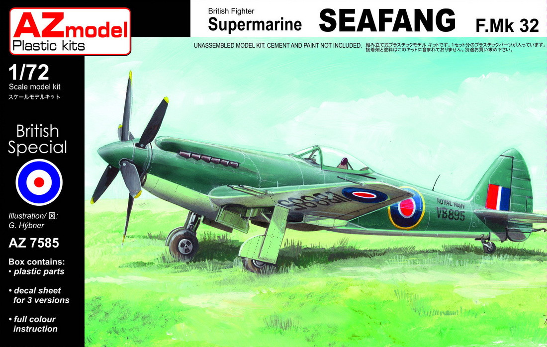 

Пластикова модель 1/72 AZ model 7585 британський винищувач Supermarine Seafang F Mk.32