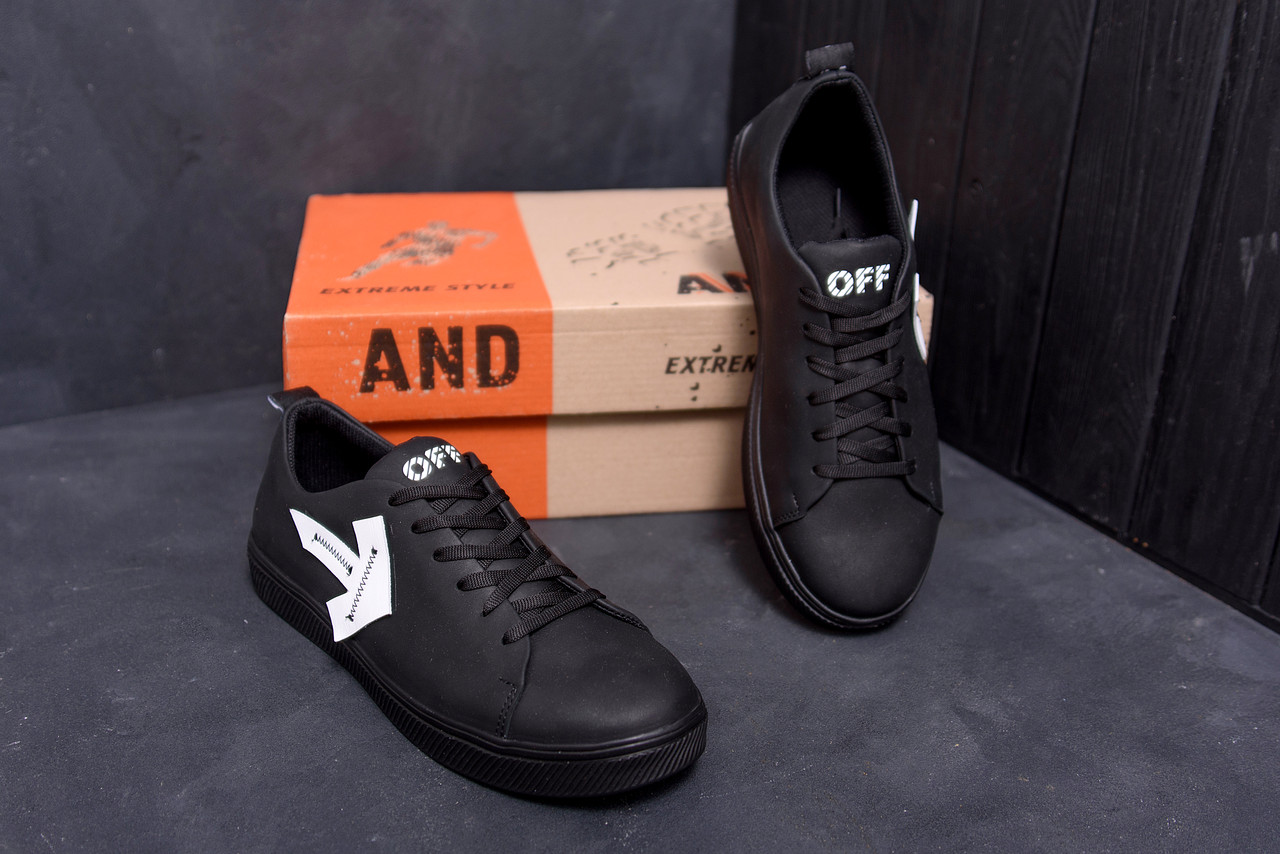 

Мужские кожаные кеди Off White Don't Stop Black, Черный