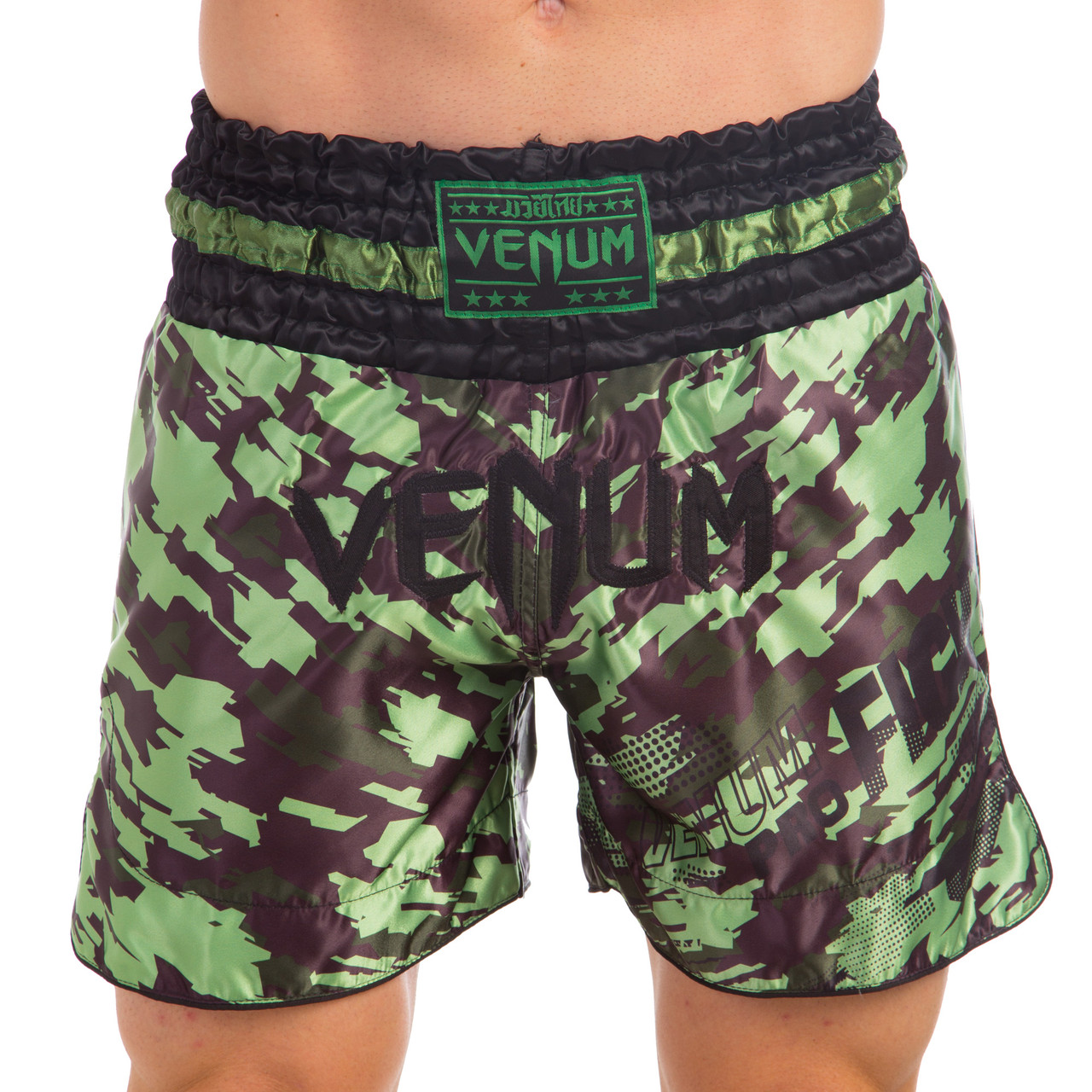 

Шорты для тайского бокса и кикбоксинга Venum Tecmo 0220 размер L (48-50) Green-Black-Grey