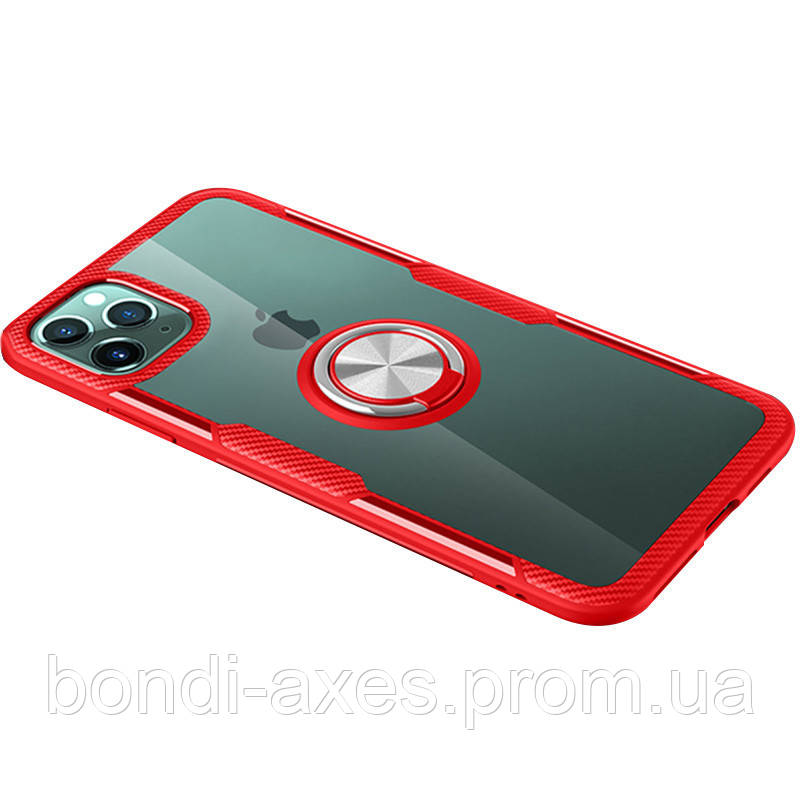 

TPU+PC чехол Deen CrystalRing for Magnet (opp) для Apple iPhone 11 Pro Max (6.5"), Бесцветный / красный