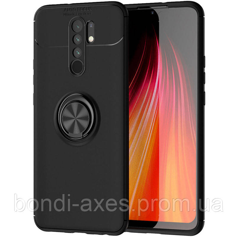 

TPU чехол Deen ColorRing под магнитный держатель (opp) для Xiaomi Redmi 9, Черный / черный