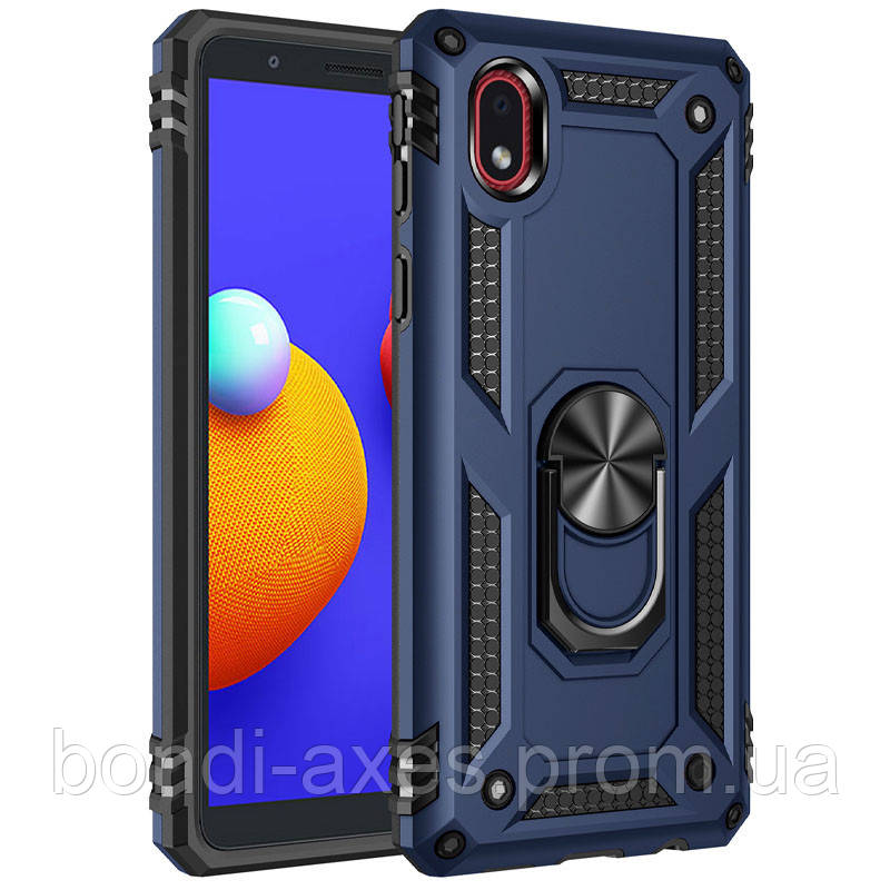 

Ударопрочный чехол Serge Ring магнитный держатель для Samsung Galaxy M01 Core / A01 Core, Темно-синий