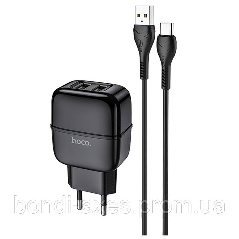 

СЗУ Hoco C77A (2USB/2.4A) + Type-C, Черный
