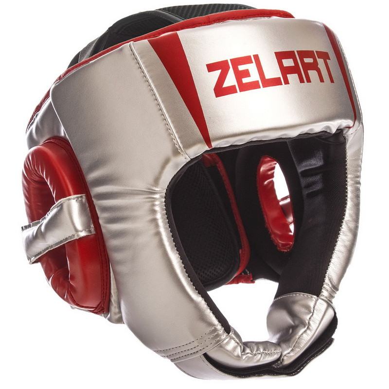 Шлем боксерский открытый Zelart 1324 размер M Silver-Red