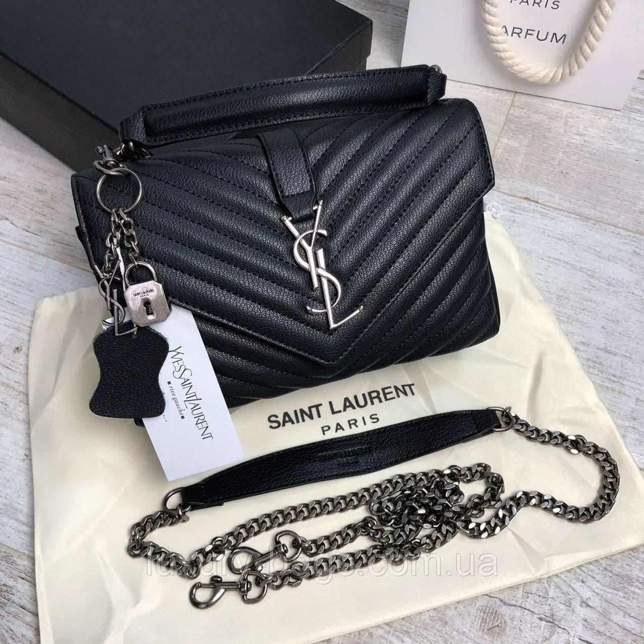 

Кожаный клатч сумка YSL Yves Saint Laurent, Черный