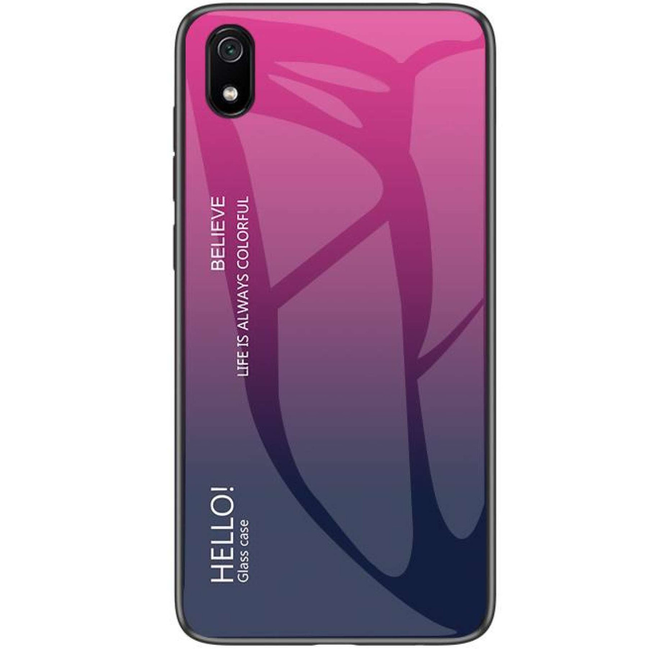 

TPU+Glass чехол Gradient HELLO для Xiaomi Redmi 7A, Малиновый