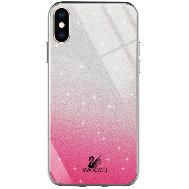 

TPU+Glass чехол Swarovski для Apple iPhone X / XS (5.8""), Малиновый
