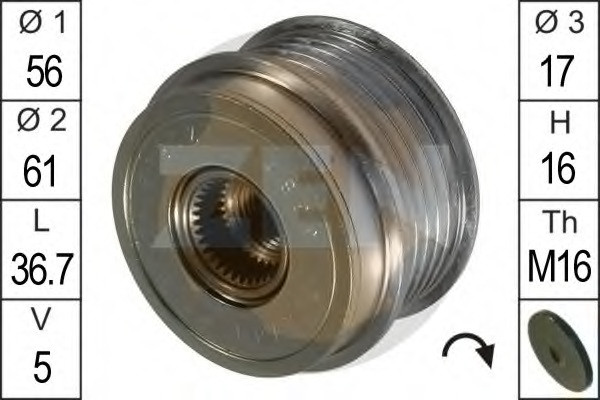

Шкив генератора инерционный Zen ZN5382