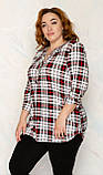 Женская трикотажная блузка в клеточку с планкой с 54 до 64 размера, фото 2