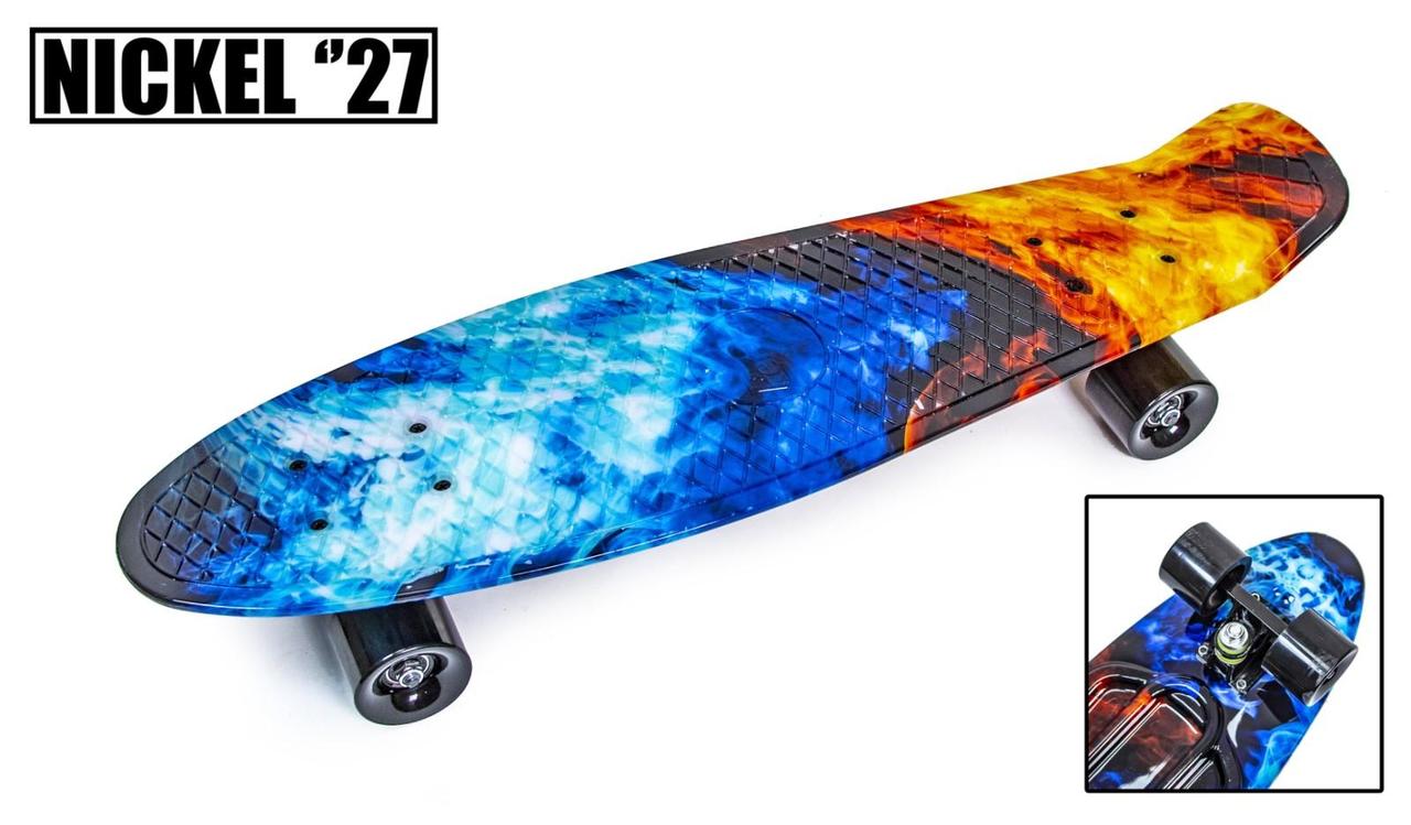 Скейтборд "Penny Board Nickel 27", Fire and Ice цвет, усиленный пластик, матовые колеса