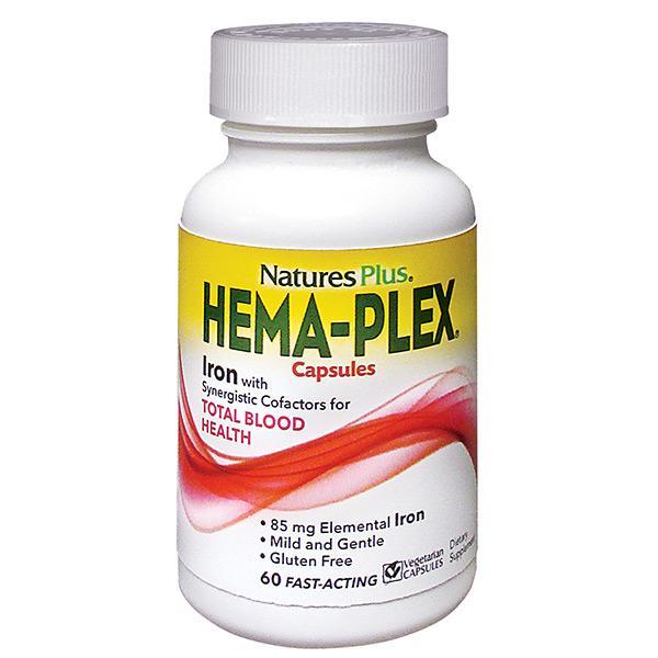 

Комплекс для Поддержки Оптимального Здоровья Крови - Hema-Plex, Natures Plus (60 вегетарианских капсул