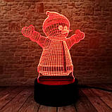 3D Светильник Снеговик, Подарки для детей, Подарок для мальчика, Подарки девочке, фото 3