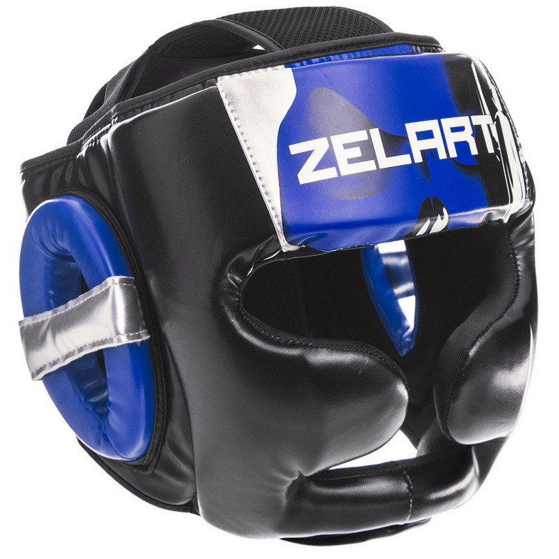 Шолом боксерський з повним захистом Zelart 1320 розмір L Blue-Black