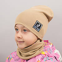 Дитяча шапка з хомутом КАНТА "TikTok" розмір 48-52 беж (OC-991), фото 1