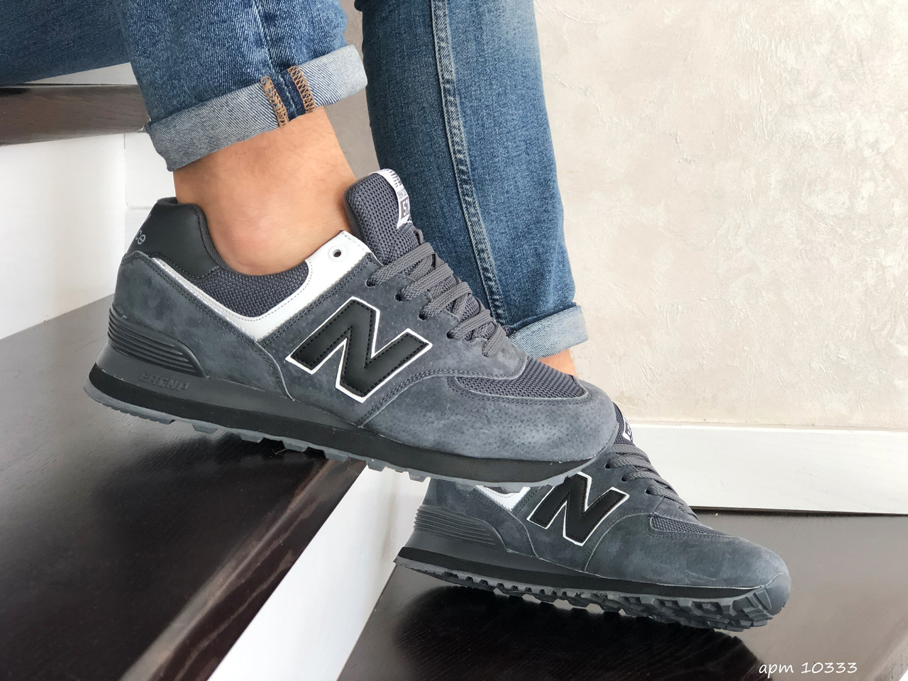 

Кроссовки мужские New Balance 574 серые, Нью Баланс 574, натуральная замша, сетка, прошиты. Код SD-10333 44, Серый