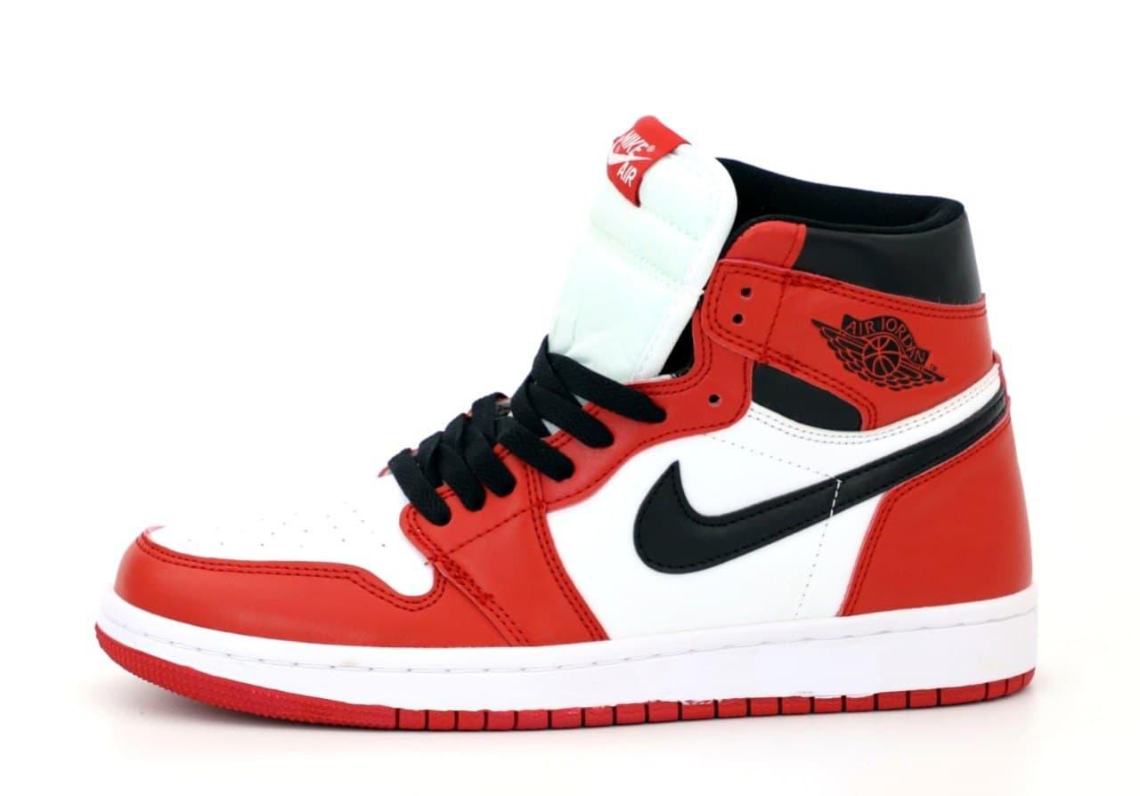 

Мужские кроссовки Nike Air Jordan 1 Retro High Red White / Найк Аир Джордан 1 Ретро Высокие Красные Белые 44, Красный