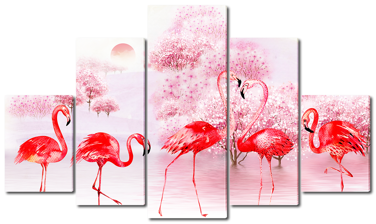 Модульная картина Interno Холст Фламинго, рисунок 158х90см (R3118XL)