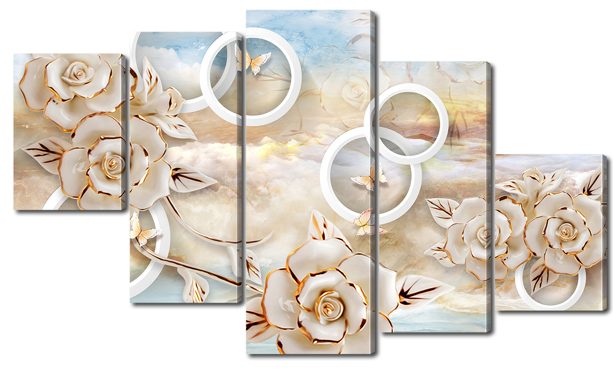 Модульна картина Interno Еко шкіра Метелики і троянди 158х90см (A3119XL)