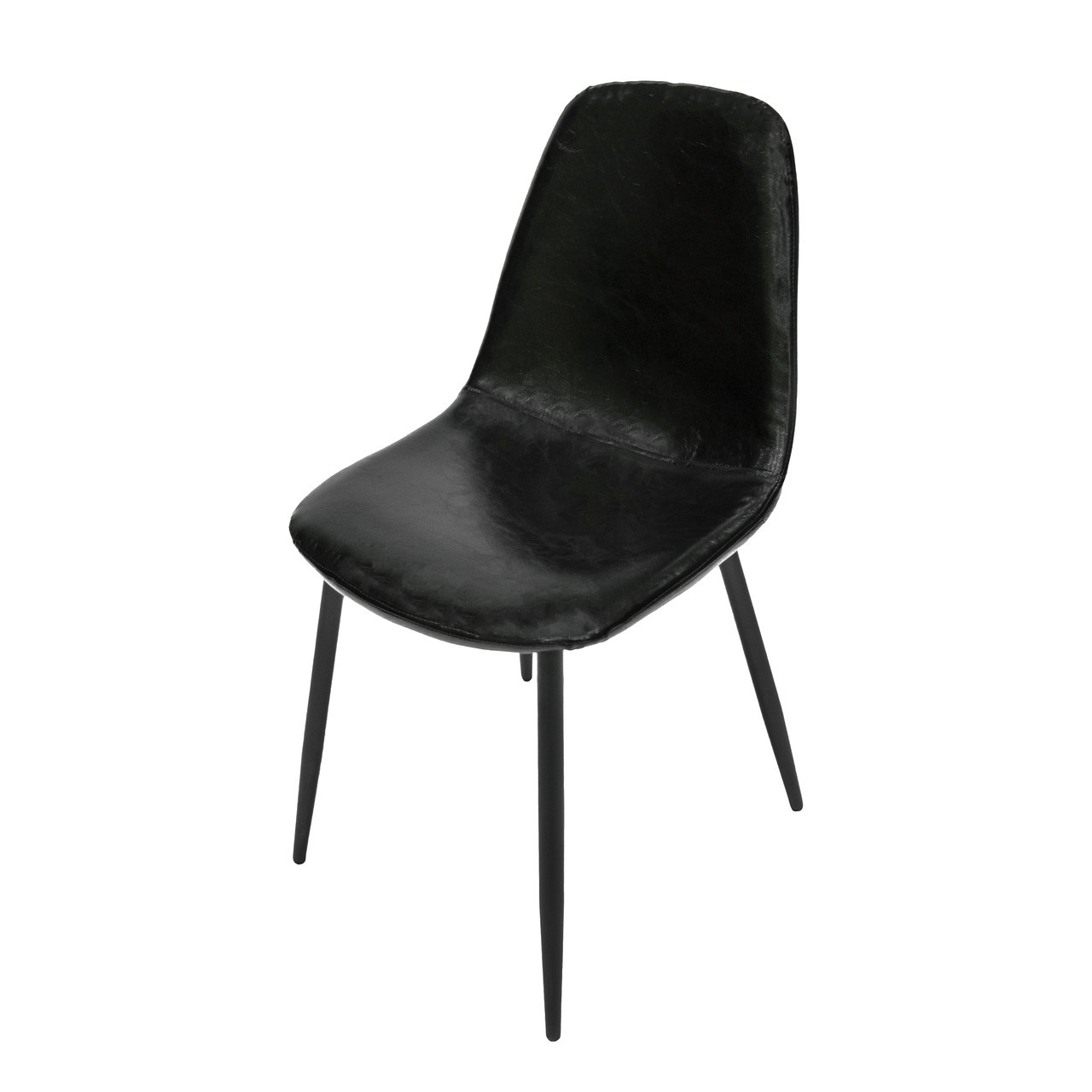 Чорний стілець Intarsio Viano Чорний (VIANOBK) з еко-шкіри, кухонний стілець, стілець в кафе, вітальню, кабінет