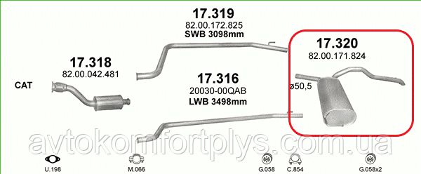 

Глушитель (выхлопная система) OPEL VIVARO 2.0 CDTi (1995см3) турбодизель (с 2006г) (Опель Виваро)