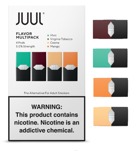 

JUUL MIX 4 вкуса Mango Creme blulee Cool mint Tobacco 4 x 0.7 МЛ 5.0 % джул Поды катриджи