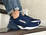 Весенние мужские кроссовки Puma,текстиль,синие с белым, фото 5